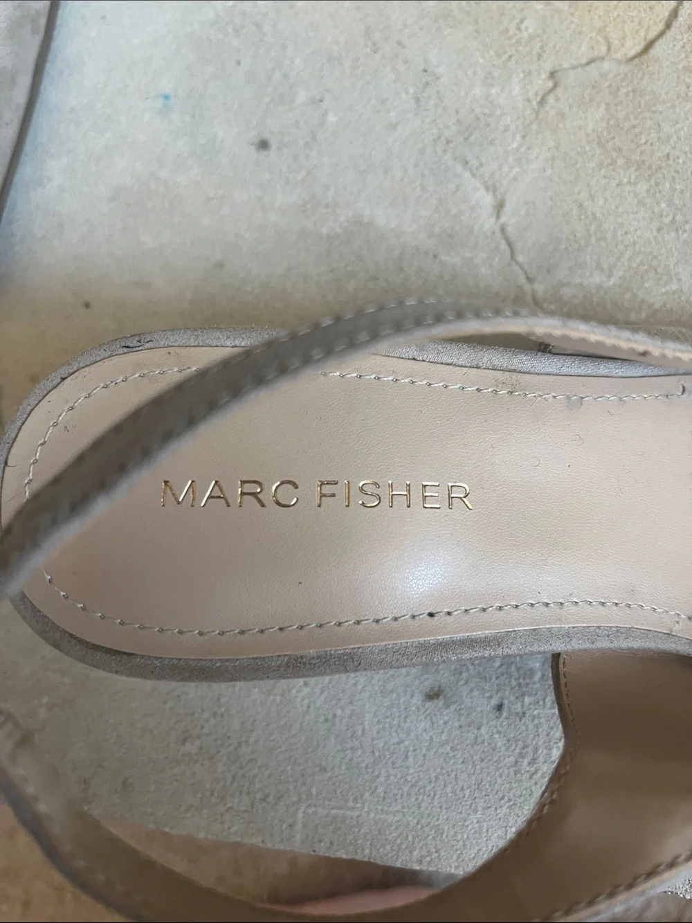 Marc Fisher Taupe Suede Slingback Pointed Pumps Kitten Heels